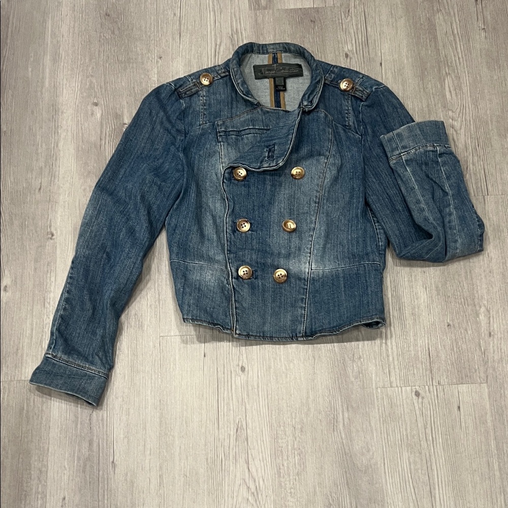 Women's Blue Double-Breasted Jean Jacket